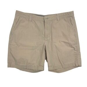 Columbia Washed Out Mens Chino Shorts Tan Khaki Cotton Flat Front Size 38w 8L